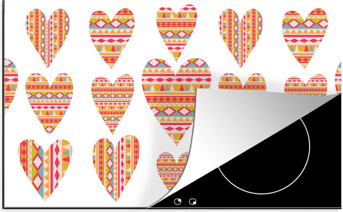 KitchenYeah® Inductie beschermer 85x52 cm - Hart - Zuid-Amerika - Patronen - Kookplaataccessoires - Afdekplaat voor kookplaat - Inductiebeschermer - Inductiemat - Inductieplaat mat