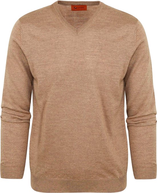 Convient - Pull Col V Laine Beige - Taille M - Coupe Slim