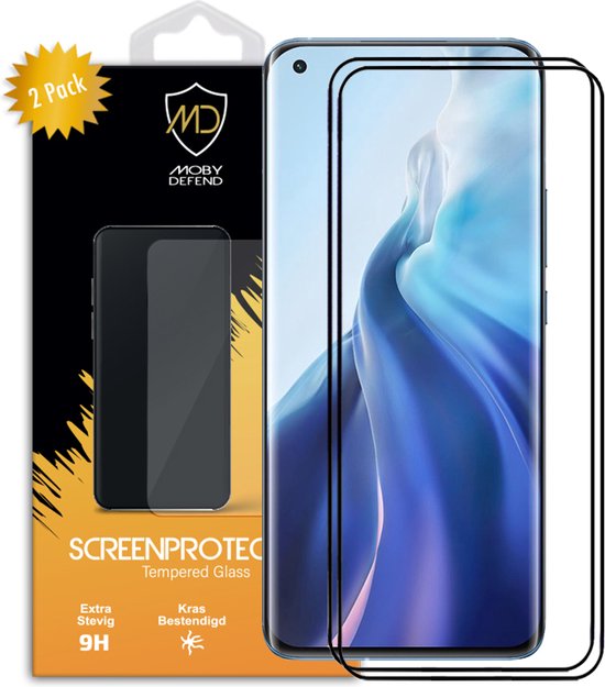 2Pack Xiaomi Mi 11 Screenprotectors MobyDefend Gehard Glas