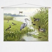 Wandkleed Water- en weidevogels van M.A. Koekkoek - XL: Landscape 175 x 130 cm