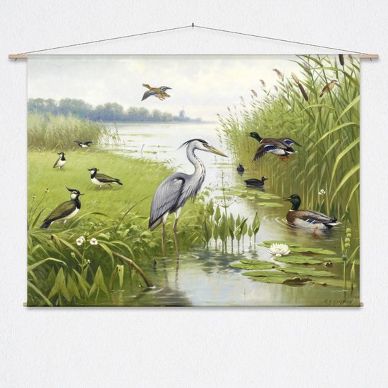 Tapisserie Oiseaux Water et de prairie du MA Coucou - XL : Paysage 175 x 130 cm