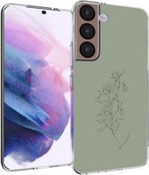 Samsung Galaxy S22 Hoesje Siliconen - iMoshion Design hoesje - Groen / Floral Green