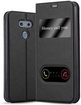 Cadorabo Hoesje geschikt voor LG G6 in KOMEET ZWART - Beschermhoes met magnetische sluiting, standfunctie en 2 kijkvensters Book Case Cover Etui