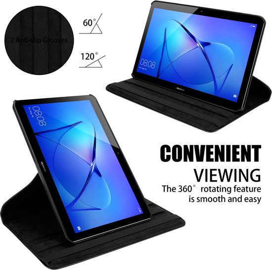 Étui pour tablette Cadorabo pour Huawei MediaPad T3 10 (9.6 Zoll) en NOIR ANCIEN - Housse de protection SANS réveil automatique, avec fonction de support et fermeture à bande élastique