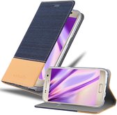 Cadorabo Hoesje geschikt voor Samsung Galaxy S7 in DONKERBLAUW BRUIN - Beschermhoes met magnetische sluiting, standfunctie en kaartvakje Book Case Cover Etui