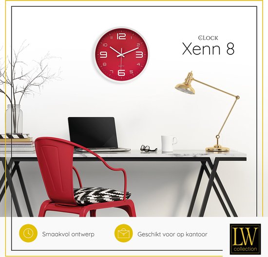 LW Collection Horloge de cuisine Xenn4 noir blanc 30cm | Leen Bakker
