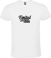 Wit T-Shirt met “Limited sinds 1986 “ Afbeelding Zwart Size XXXL