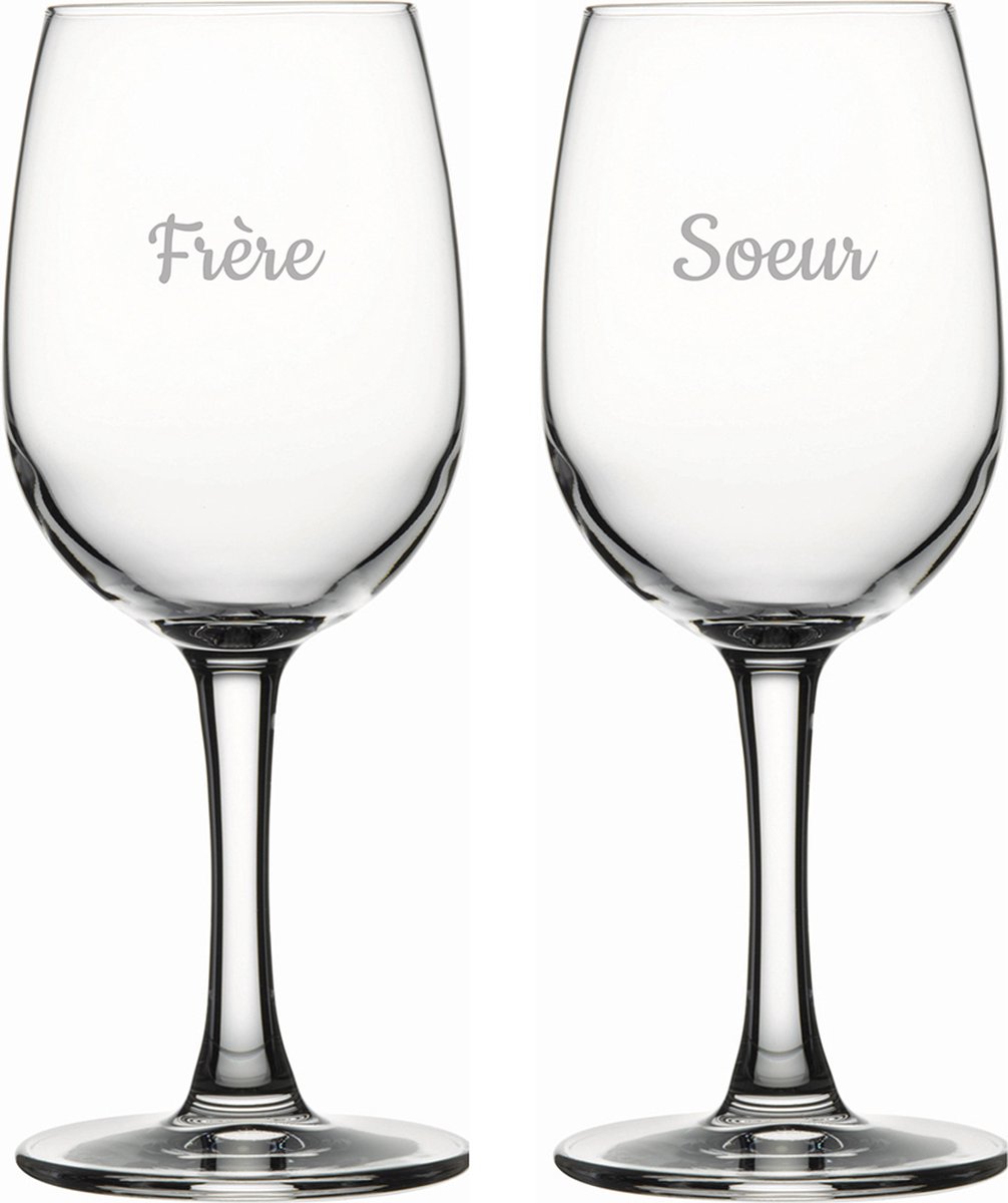 Witte wijnglas gegraveerd - 26cl - Frere & Soeur