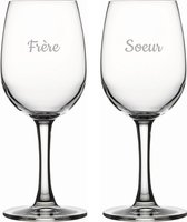 Witte wijnglas gegraveerd - 26cl - Frere & Soeur