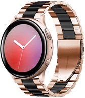 Strap-it Stalen schakel smartwatch bandje - geschikt voor Samsung Galaxy Watch Active / Active2 40 & 44mm / Galaxy Watch 3 41mm / Galaxy Watch 1 42mm / Gear Sport - rosé goud/zwart