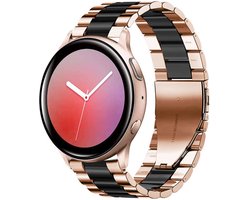 Strap-it Stalen schakel smartwatch bandje - geschikt voor Samsung Galaxy Watch Active / Active2 40 & 44mm / Galaxy Watch 3 41mm / Galaxy Watch 1 42mm / Gear Sport - rosé goud/zwart