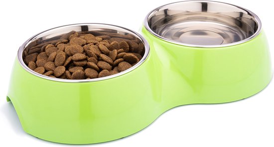 DDOXX® Dubbele Voerbak voor kleine en grote honden en katten - Antislip - Verschillende Kleuren & Maten - RVS & Melamine Bak