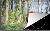 KitchenYeah® Inductie beschermer 77x51 cm - Schotse Hooglander - Bos - Schotse Koe - Kookplaataccessoires - Afdekplaat voor kookplaat - Inductiebeschermer - Inductiemat - Inductieplaat mat