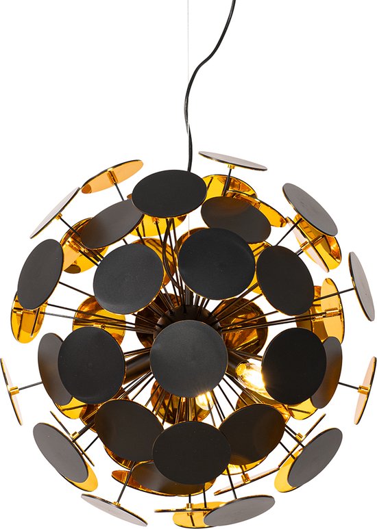 QAZQA cerchio - Design Hanglamp - 5 lichts - Ø 54 cm - Zwart Goud - Woonkamer | Slaapkamer | Keuken