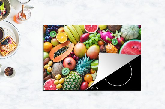 KitchenYeah® Inductie beschermer 77x51 cm - Fruit - Ananas - Tropisch - Kookplaataccessoires - Afdekplaat voor kookplaat - Inductiebeschermer - Inductiemat - Inductieplaat mat