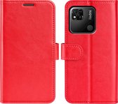 Xiaomi Redmi 10A Hoesje - MobyDefend Wallet Book Case (Sluiting Achterkant) - Rood - GSM Hoesje - Telefoonhoesje Geschikt Voor Xiaomi Redmi 10A