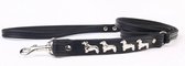 Dog's Companion - Leren leiband - Teckel - 120 cm x 12 mm - Zwart