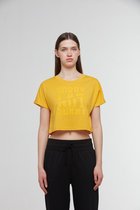 WB Comfy Dames Crop T Shirt Mosterdgeel - L