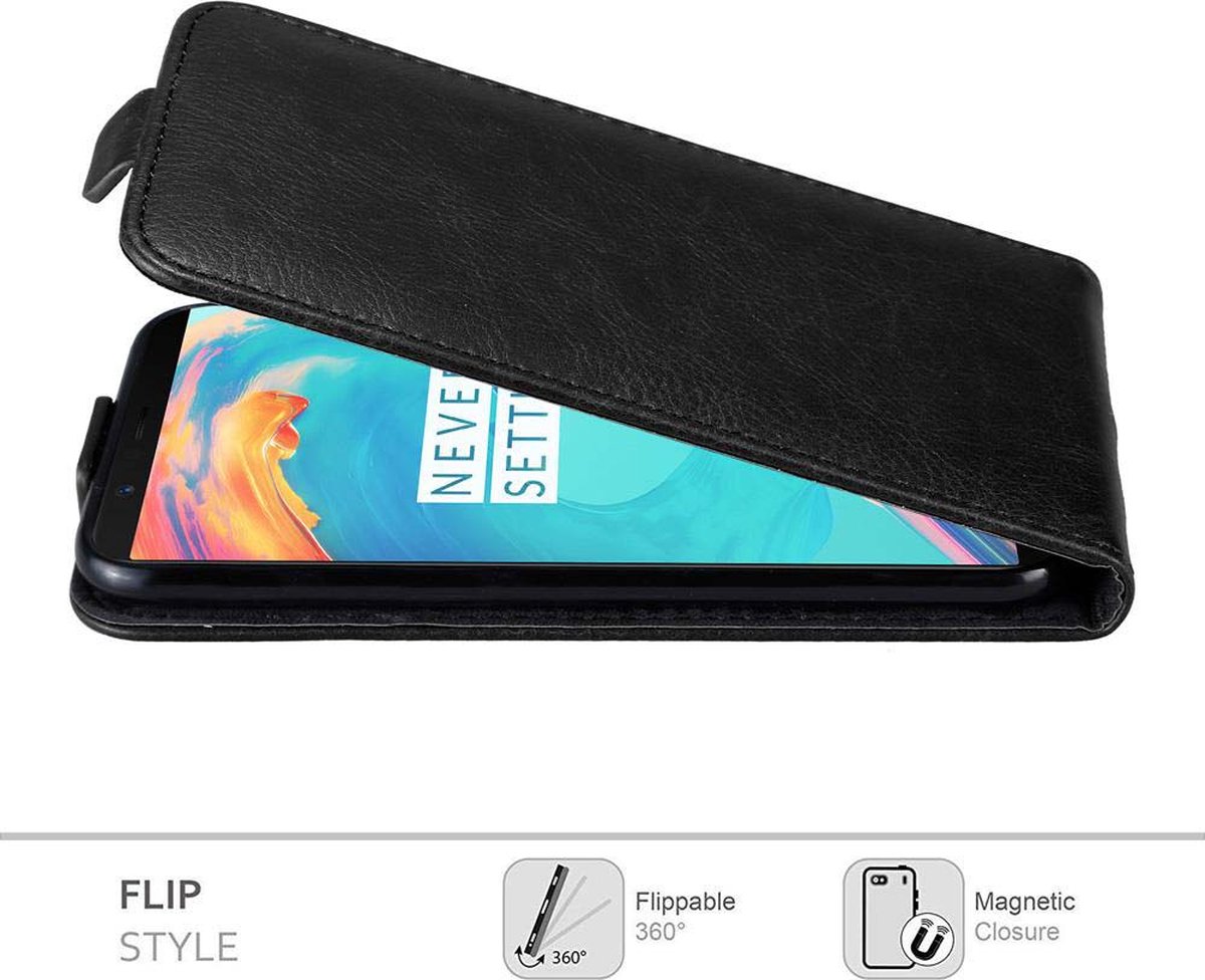Cadorabo Coque Portefeuille OnePlus 5T – Classy Noir Magnétique, Fente Carte, Support Horizontal, Protection Totale