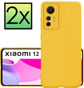 Hoes Geschikt voor Xiaomi 12 Lite Hoesje Cover Siliconen Back Case Hoes - Geel - 2x