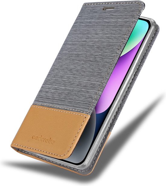Coque Cadorabo pour Apple iPhone 14 PLUS en GRIS CLAIR MARRON - Coque de protection avec fermeture magnétique