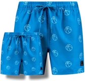 Son of a Beach vader en zoon zwembroek - strandbal - blauw - maat XL+74/80