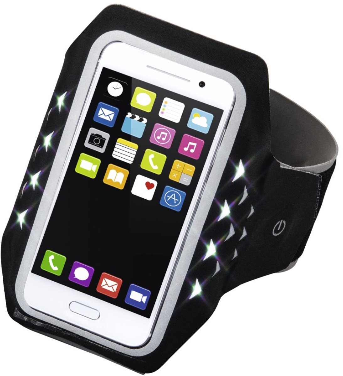 Hama Sport-armband "Running" voor smartphones, maat XXL, met led, zwart