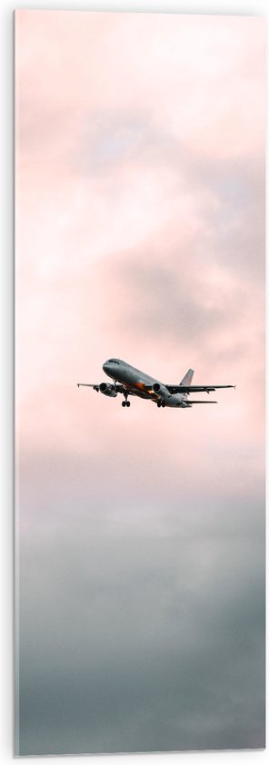 WallClassics - Acrylglas - Vliegtuig tussen de Wolken - 30x90 cm Foto op Acrylglas (Met Ophangsysteem)