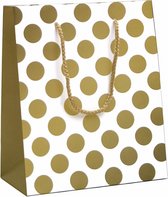 Luxe Cadeautas Met koord - 24 x 10 x 33,5 cm - Big Dots - Gold - 12 Stuks