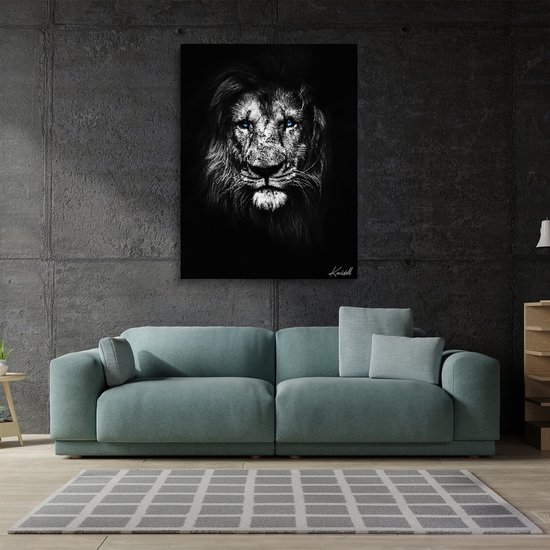 Luxe Canvas Schilderij Painted Lion | 100x150 | Woonkamer | Slaapkamer | Kantoor | Muziek | Design | Art | Modern | ** 2CM DIK! **