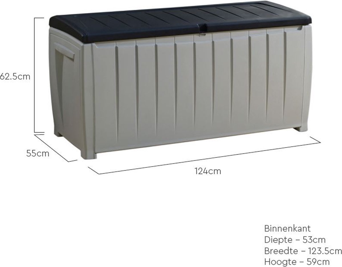 Keter Novel Coffre de rangement - 340L - 124x55x62.5cm - Gris