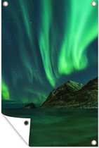 Lumière polaire au-dessus de l'île des Lofoten en Norvège affiche de jardin toile en vrac 80x120 cm - Toile de jardin / Toile d'extérieur / Peintures pour l'extérieur (décoration de jardin)