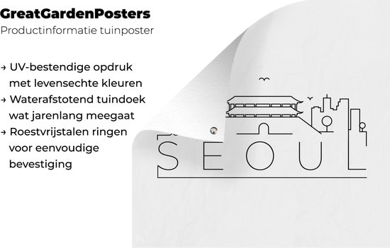 Skyline Seoul noir sur blanc 50x50 cm