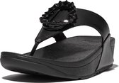 FitFlop Lulu Crystal-Circlet Leather Toe-Post Sandals ZWART - Maat 40