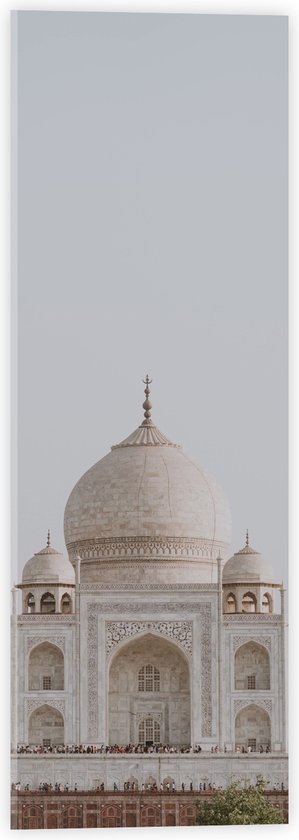 WallClassics - Acrylglas - Moskee Taj Mahal - India - 20x60 cm Foto op Acrylglas (Met Ophangsysteem)