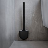 Brosse de toilette – Siliconen – Zwart – Brosse de toilette avec support – Autoportante – Suspendue – Brosse de toilette et support – Brosse de toilette noire