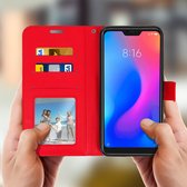 Geschikt voor Xiaomi Mi A2 Wallet Case Kaarthouder rood