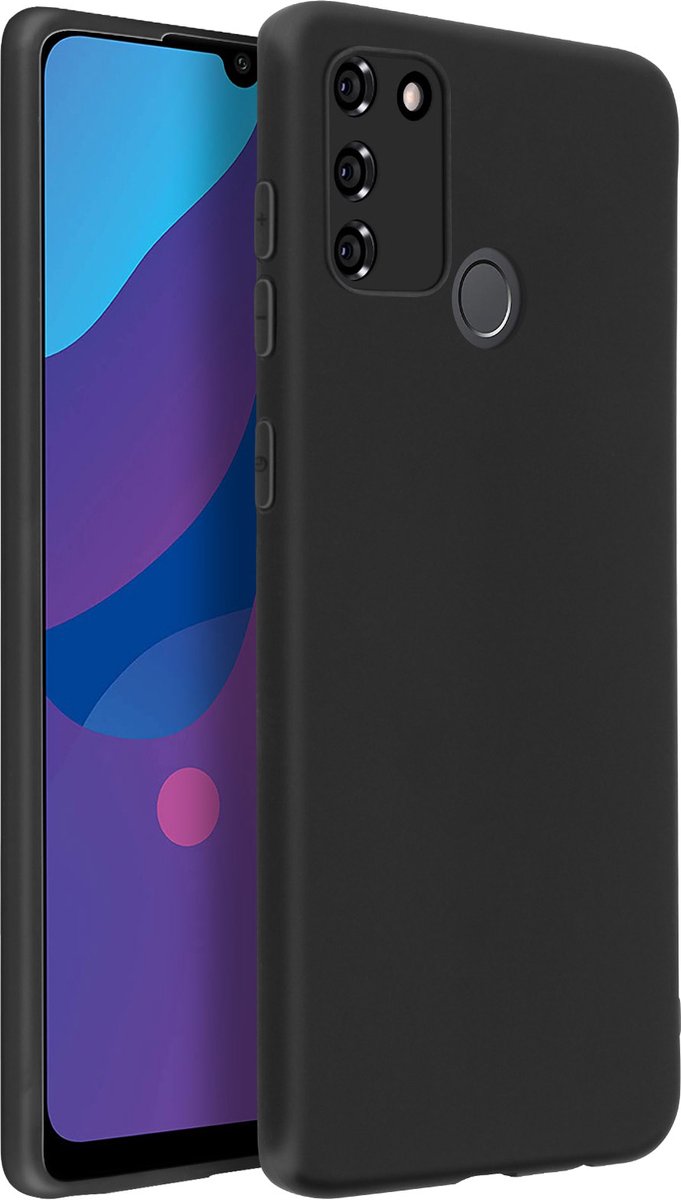 Geschikt voor Honor 9A Case Sterk Soepel en Flexibel Siliconegel Zwart