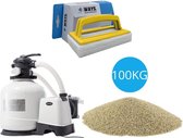 Intex - Zandfilterpomp 12000 L/u & Filterzand 100 kg & WAYS Scrubborstel