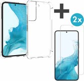 iMoshion Shockproof Hoesje Inclusief 2X Screenprotector Gehard Glas Geschikt voor Samsung Galaxy S22 - Transparant
