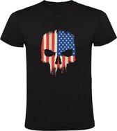 T-shirt Homme Tête de Mort Drapeau Américain | crâne | Amérique | Etats-Unis | Etats-Unis | Washington DC | squelette | Noir
