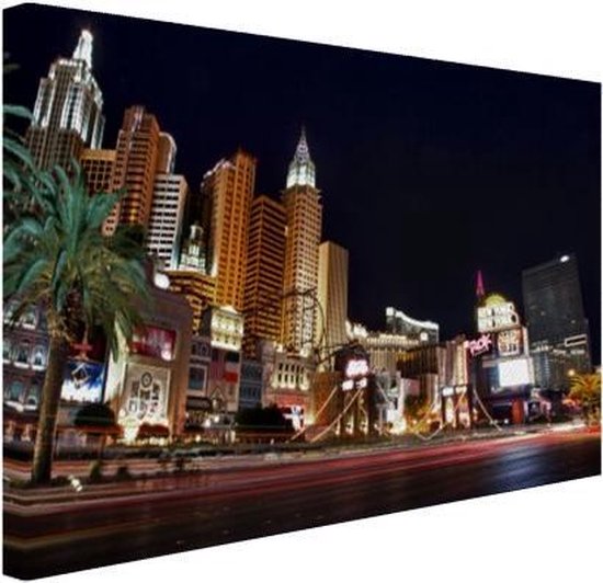 Canvas Schilderij Strip - Las Vegas - Straat - 60x40 cm - Wanddecoratie
