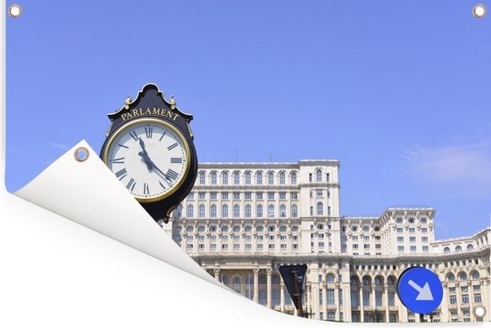 Le bâtiment du parlement roumain à Bucarest affiche de jardin 90x60 cm - toile de jardin / toile d'extérieur / Peintures pour l'extérieur (décoration de jardin)