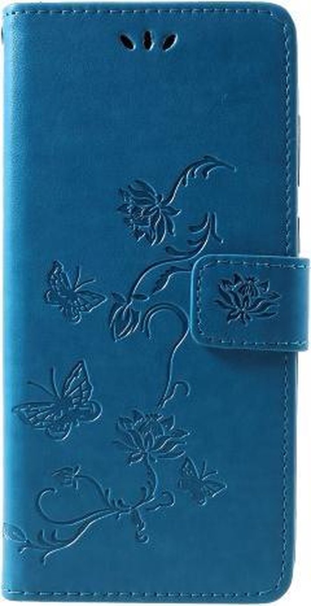 Blauwe vlinder agenda wallet case hoesje Samsung Galaxy A9 (2018)