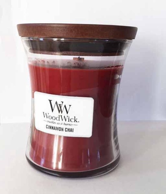 Woodwick Hourglass Medium Geurkaars - Cinnamon Chai