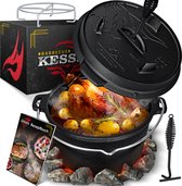 KESSER® Dutch Oven Gietijzeren Pan met Deksel voor Buiten & Binnen BBQ Multifunctionele Kookset - Barbecuepan - Braadpan voor 14-20 personen 13,6 Liter