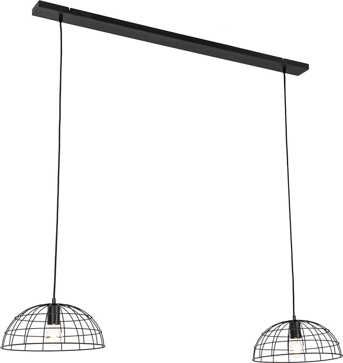 QAZQA Industriële hanglamp zwart 2-lichts - Hanze