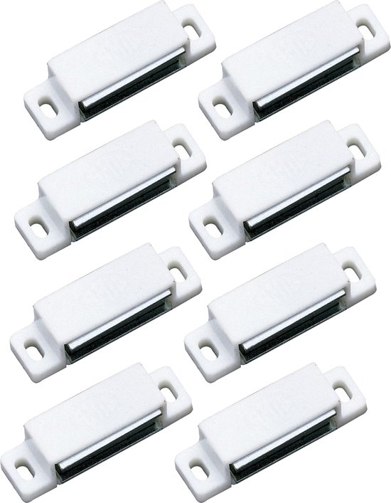 AMIG Loquet magnétique/aimant de porte - 8 pièces - blanc - 5,6 x 1,5 x 1,4 cm - 5 kg