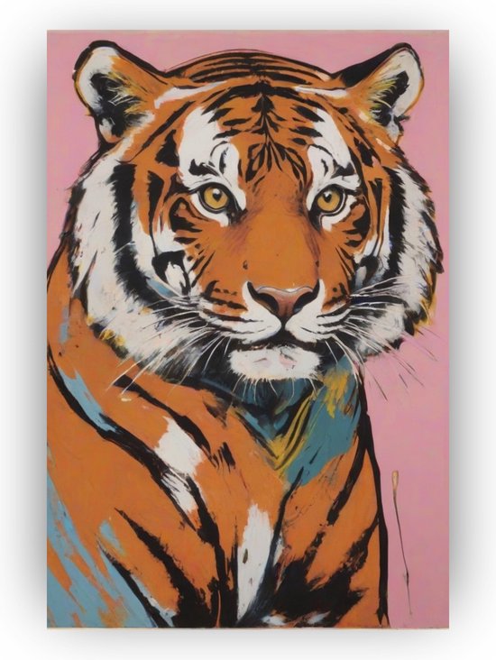 Andy Warhol tijger - Poster tijger - Tijger posters - Poster warhol - Woonkamer decoratie - Kinderkamer accessoires - 40 x 60 cm