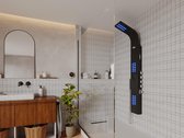 Shower & Design Thermostatische douchekolom met massagestralen, ledverlichting en bluetooth - L20 x H165 cm - Zwart - CHAKRA V L 20 cm x H 165 cm x D 48 cm
